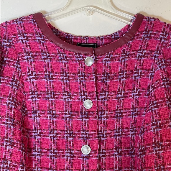 NWT. G by Giuliana Timeless Tweed Jacket with Leather Trims Raw Hem. 2X. - Picture 5 of 13
